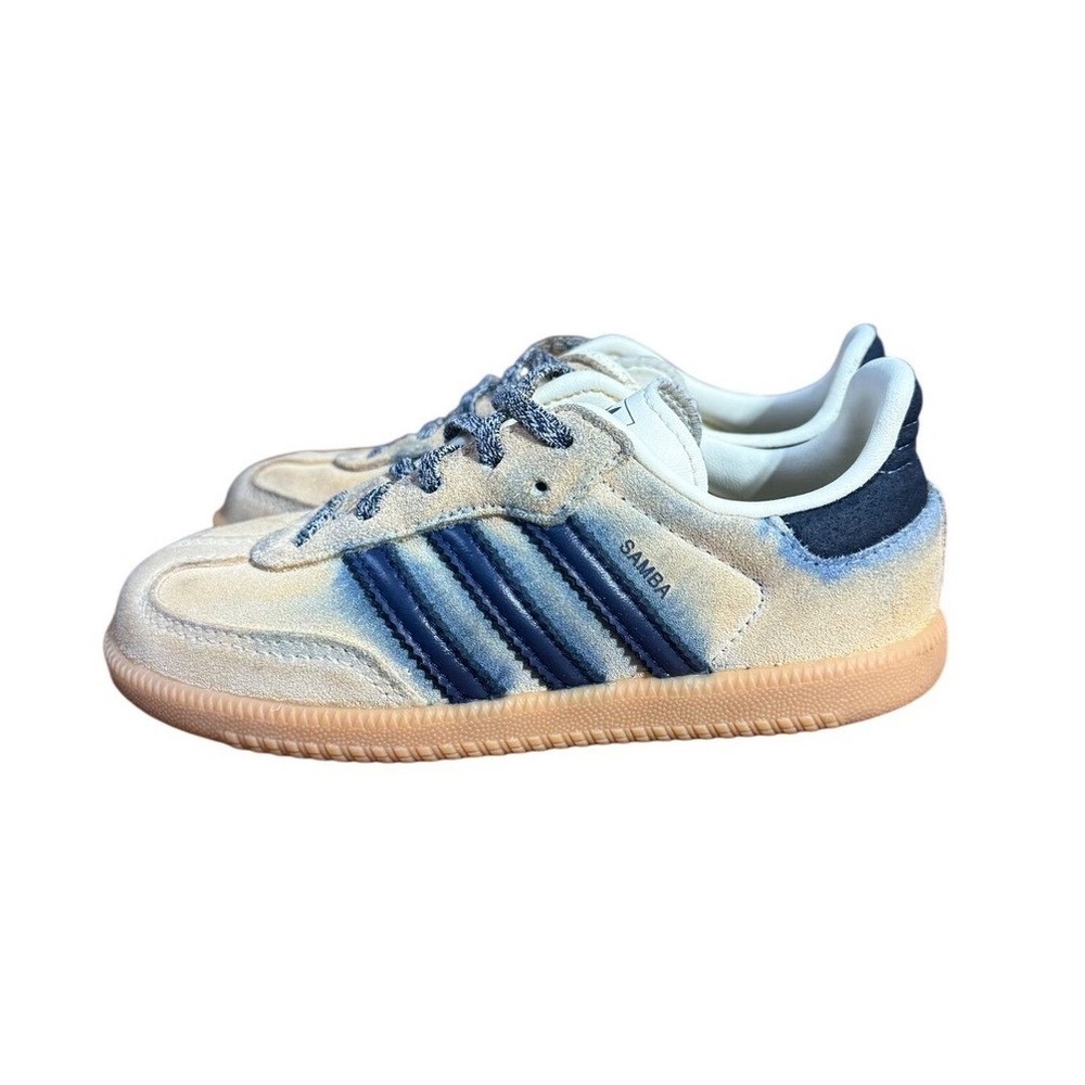 Adidas Samba Kids 10 Sneakers Blue Cream Suede Gum Sole Ombre Low Top Trainers